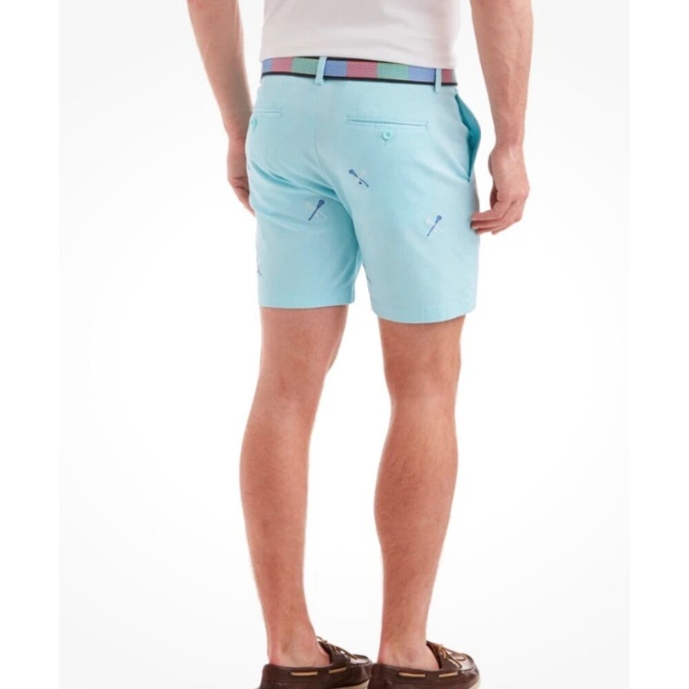 Vineyard Vines 7" Lacrosse Embroidered Breaker Shorts in Pool Side 40 - Picture 11 of 12